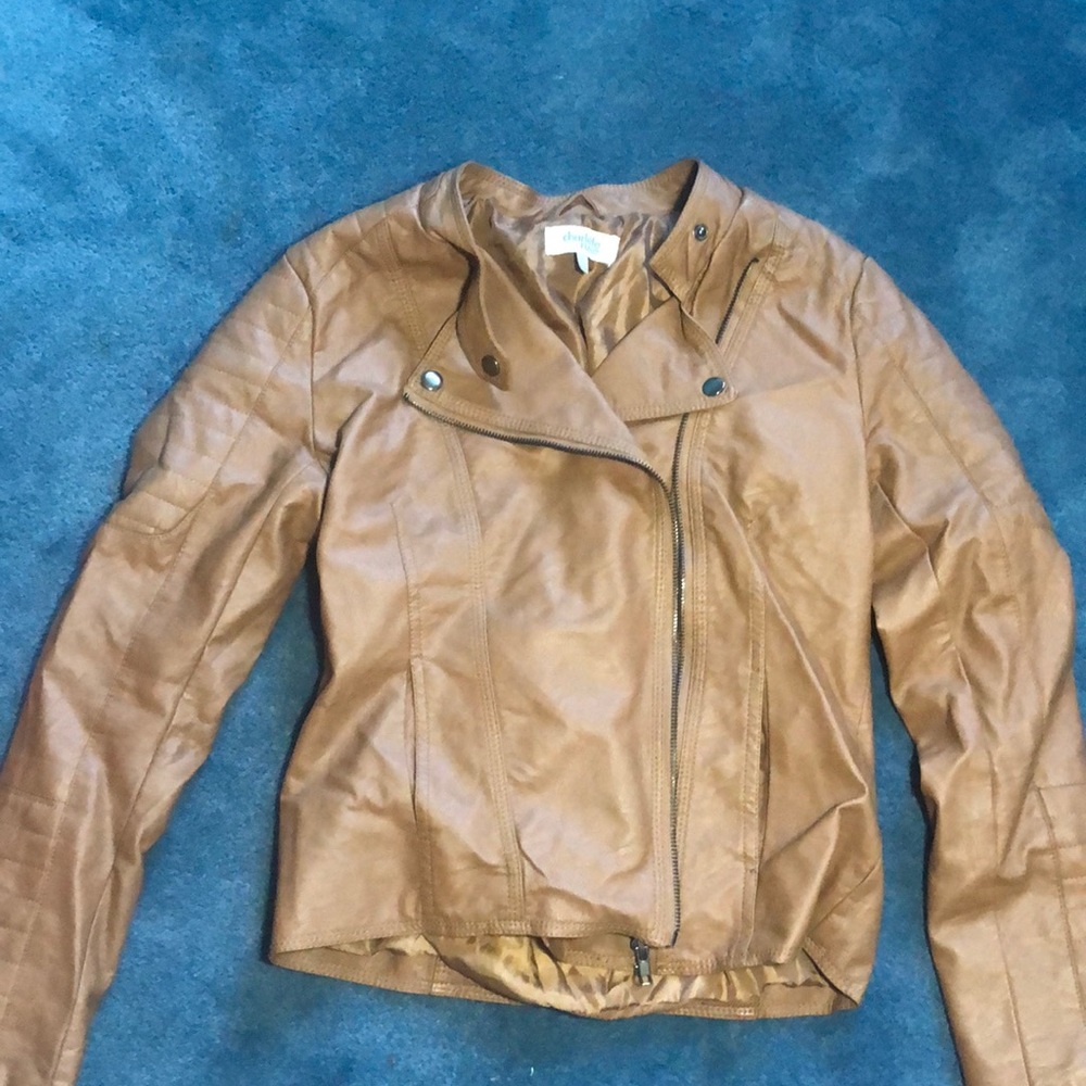 Faux brown leather jacket